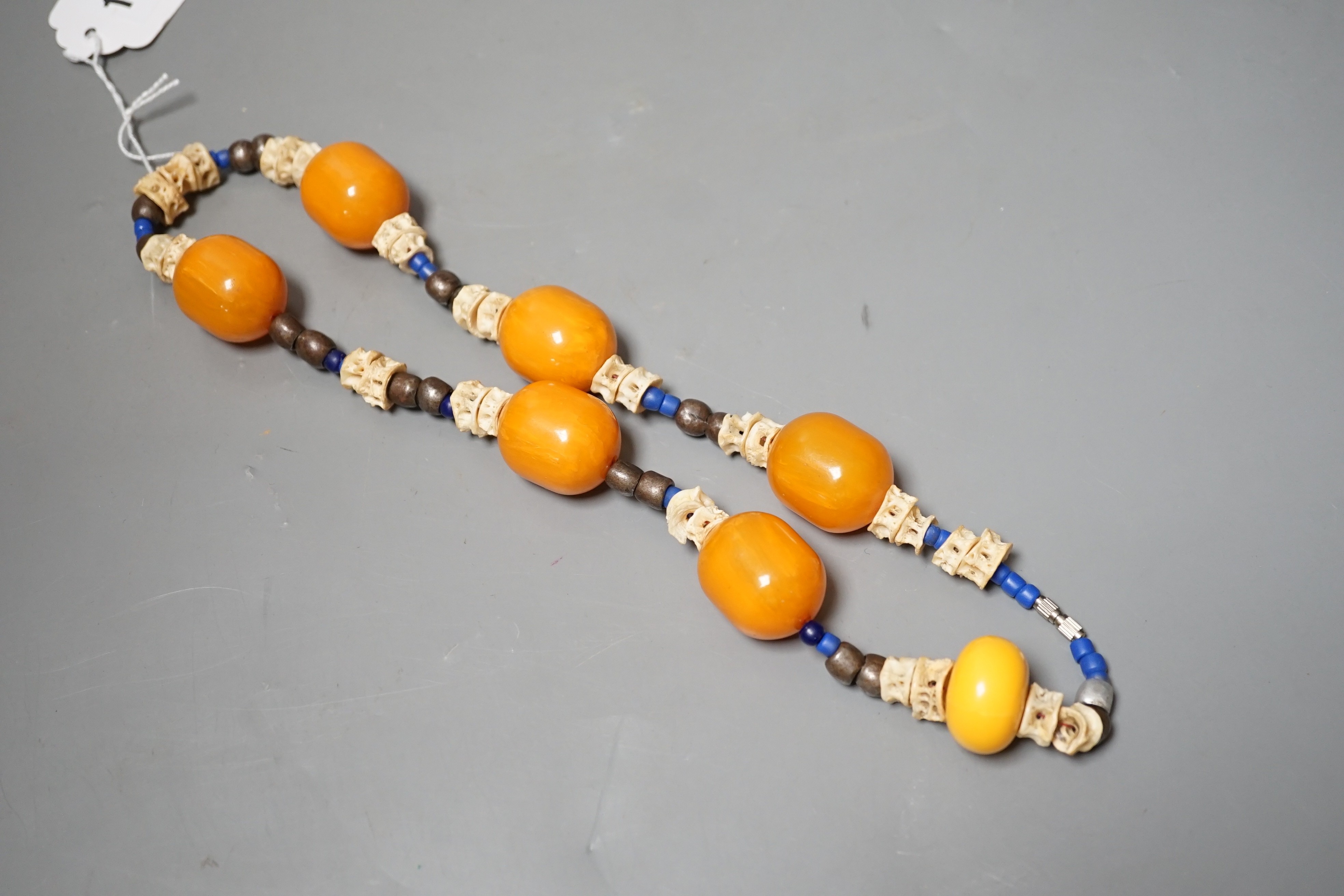 A faux Amber and bone necklace